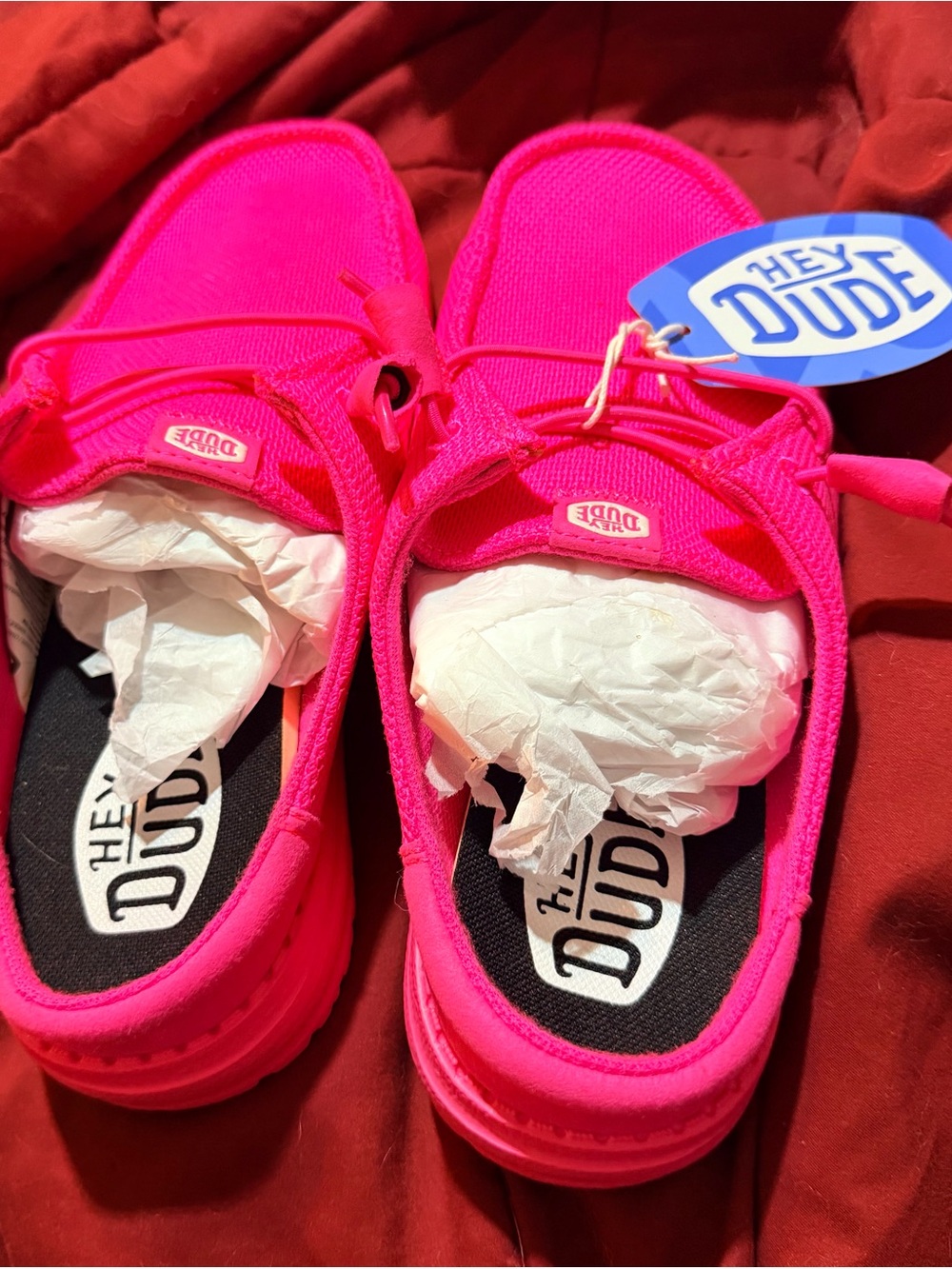 Hey dude women's size 9 Wendy slip mono Neon Pink Slip-On Sneakers